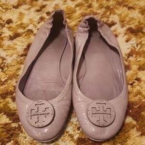Tory Burch Purple Flats with Logo Medallion